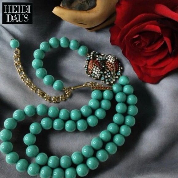 HEIDI DAUS Swarovski Koi Fish Necklace – Turquoise Glass Beads, Perfect Holiday - Picture 16 of 17